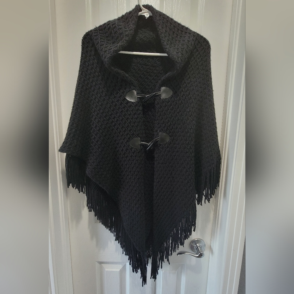 Black Shawl with Fringe